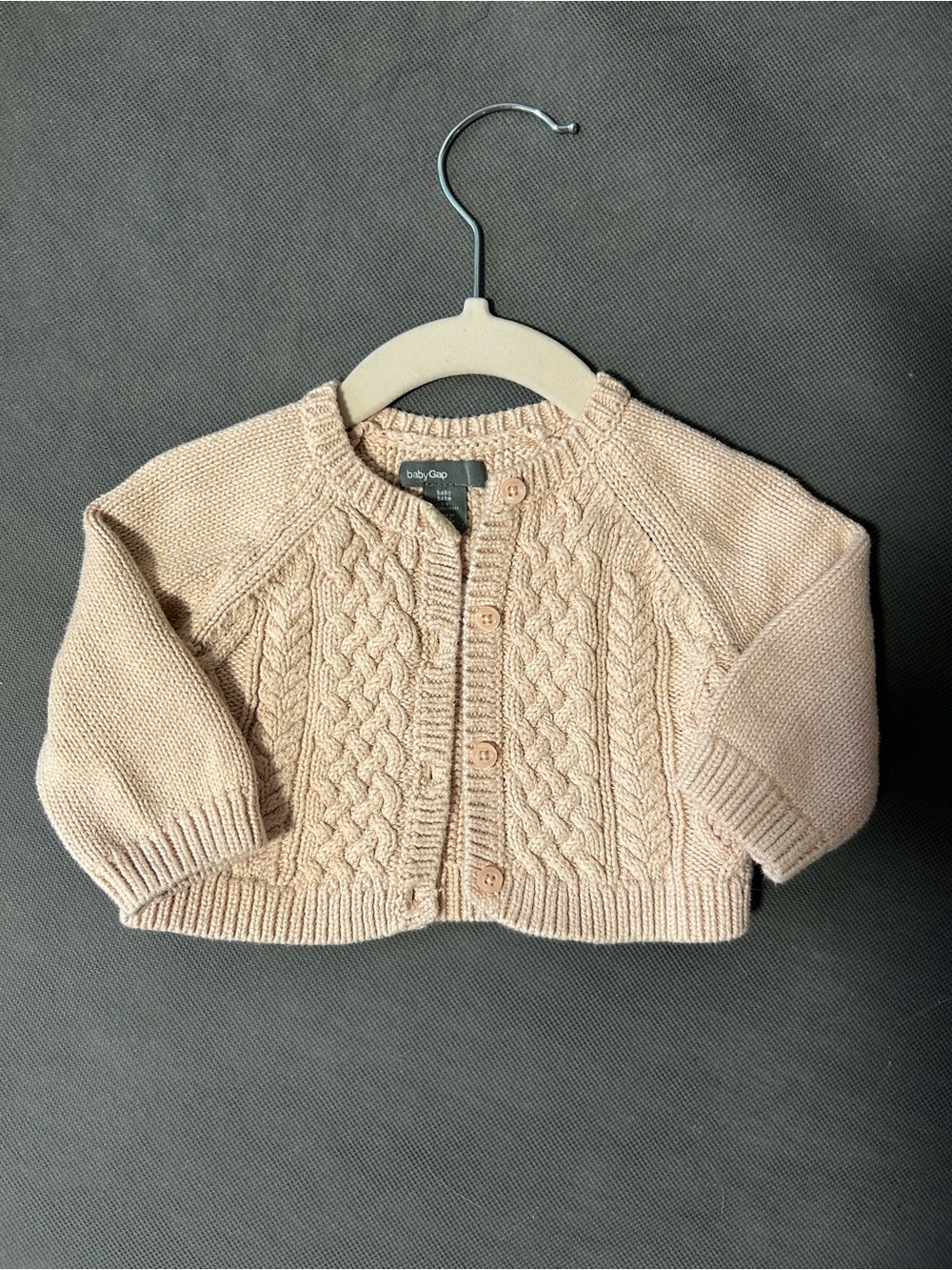 GAP Light Pink Cable-Knit Baby Cardigan